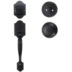 VEVOR Front Door Handle and Deadbolt Set, Front Door Lock Set with Interior Knob, Adjustable Hole Spacing Single Cylinder Handleset, for Right and Left Handed Entrance, Brushed Oil Rubbed Bronze