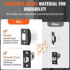 VEVOR Front Door Handle and Deadbolt Set, Square Entry Handle Set with Lever, Single Cylinder, Adjustable Hole Space, Reversible for Right and Left Handed Entrance and Front Doors, Matte Black