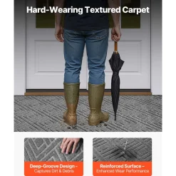 VEVOR Front Door Mat, 61.5 x 36 in Commercial Floor Mat for Indoor and Outdoor, Modern Stylish Carpet with TPE Backing, Heavy Duty Washable Entry Industrial Rug for Hallway, Balcony, Garage, Grey