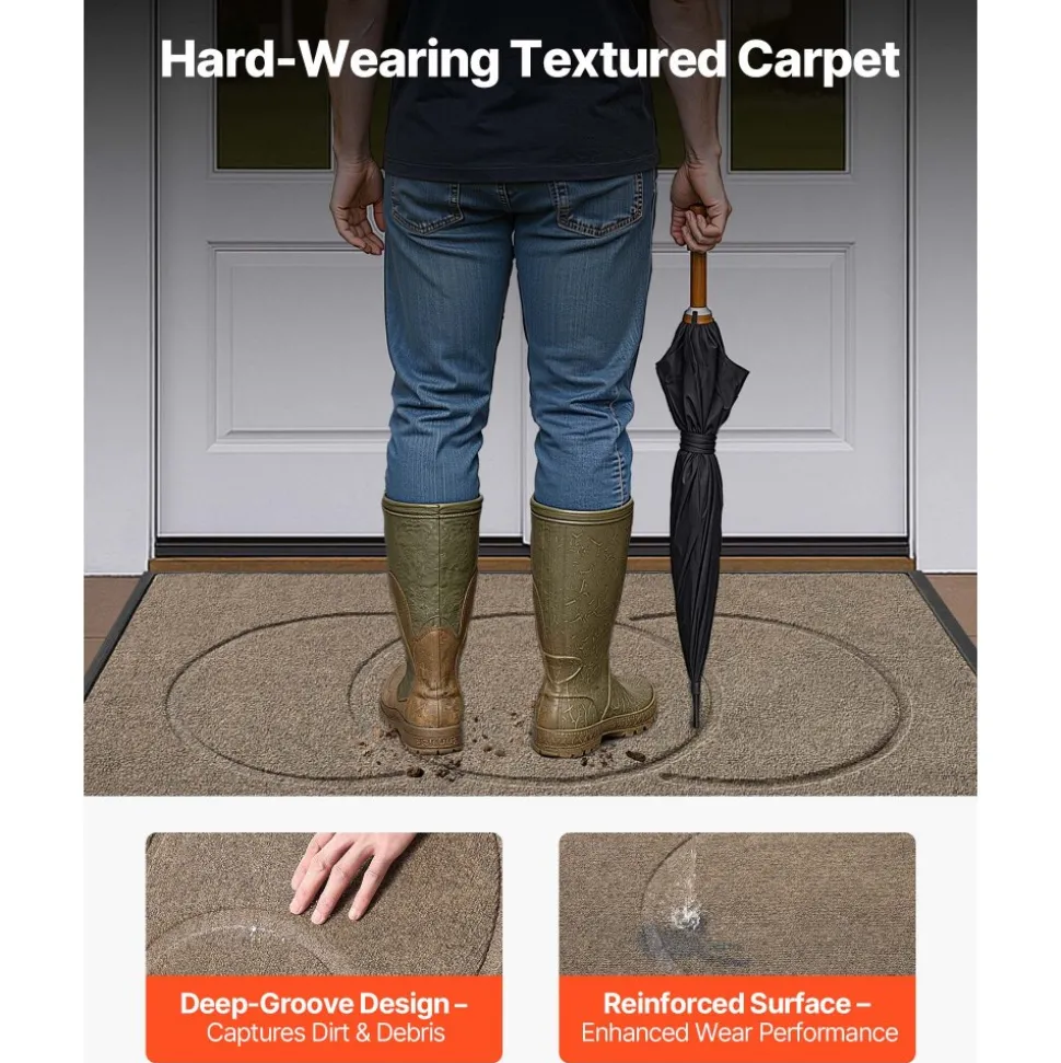 VEVOR Front Door Mat, 47 x 32 in Commercial Floor Mat for Indoor and Outdoor, Modern Stylish Carpet with TPE Backing, Heavy Duty Washable Entry Industrial Rug for Hallway, Balcony, Garage, Brown