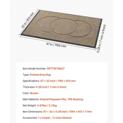 VEVOR Front Door Mat, 47 x 32 in Commercial Floor Mat for Indoor and Outdoor, Modern Stylish Carpet with TPE Backing, Heavy Duty Washable Entry Industrial Rug for Hallway, Balcony, Garage, Brown