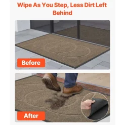 VEVOR Front Door Mat, 47 x 32 in Commercial Floor Mat for Indoor and Outdoor, Modern Stylish Carpet with TPE Backing, Heavy Duty Washable Entry Industrial Rug for Hallway, Balcony, Garage, Brown