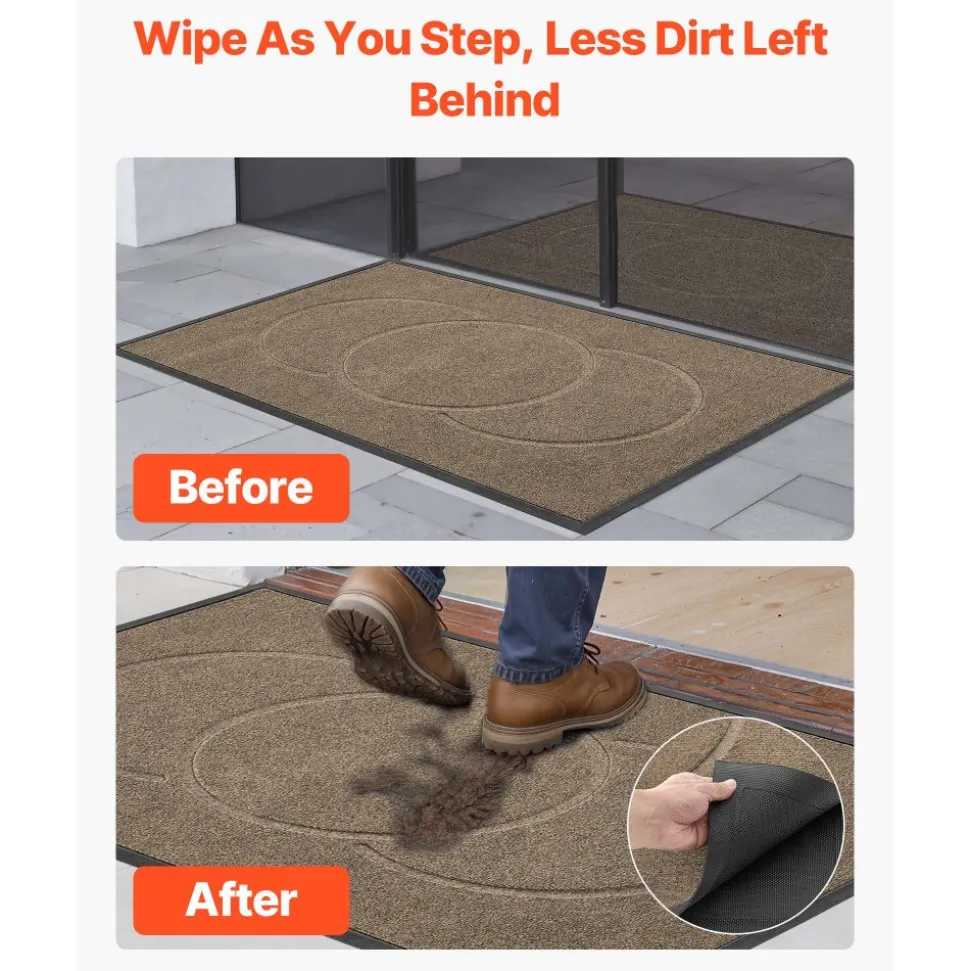 VEVOR Front Door Mat, 47 x 32 in Commercial Floor Mat for Indoor and Outdoor, Modern Stylish Carpet with TPE Backing, Heavy Duty Washable Entry Industrial Rug for Hallway, Balcony, Garage, Brown