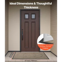 VEVOR Front Door Mat, 47 x 32 in Commercial Floor Mat for Indoor and Outdoor, Modern Stylish Carpet with TPE Backing, Heavy Duty Washable Entry Industrial Rug for Hallway, Balcony, Garage, Brown