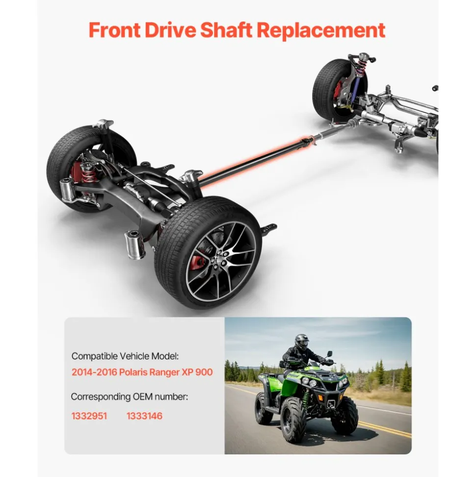 VEVOR Front Drive Shaft, 64.0" Prop Shaft Driveshaft Assembly Compatible with 2014-2016 Polaris Ranger XP 900, Replace #1332951 1333146