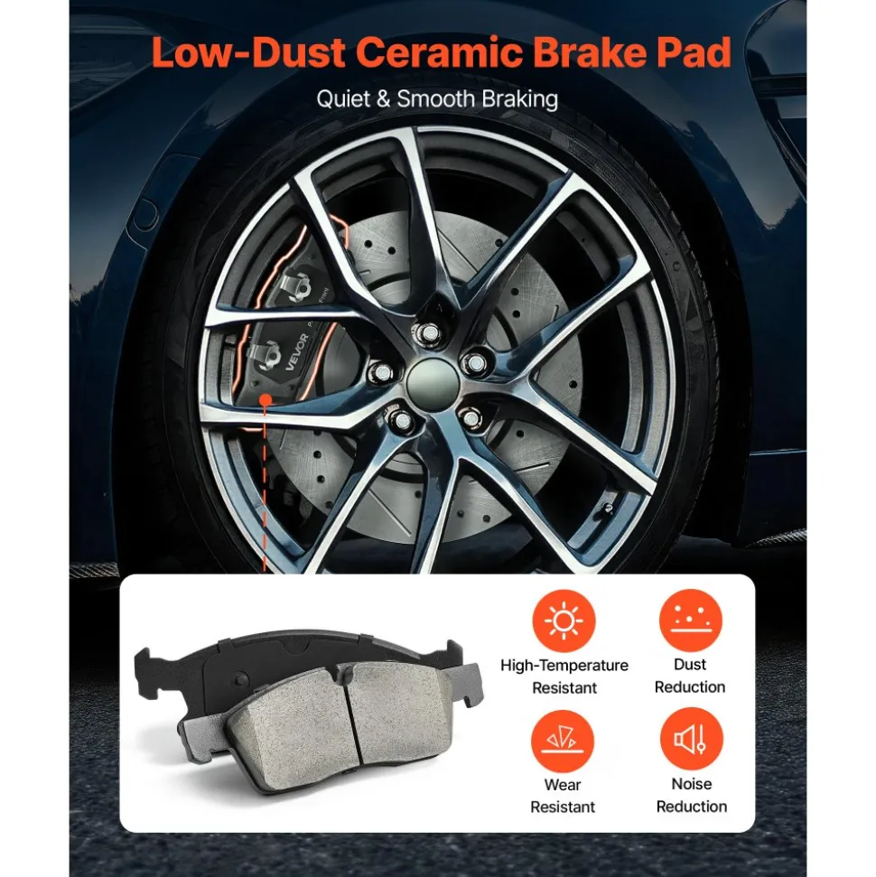 VEVOR Front & Rear Brake Kit Ceramic Brake Pads and Drilled Slotted Rotors, Compatible with 2011-2020 Dodge Durango 3.6L, 2011-2014 Jeep Grand Cherokee 3.6L 5.7L, 2015-2020 Jeep Grand Cherokee 3.6L