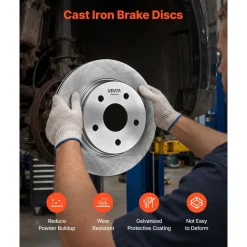 VEVOR Front & Rear Brake Kit Ceramic Brake Pads & Hollow Brake Rotors Kit, Compatible with 2007-2009 Dodge Durango & Chrysler Aspen, 2011-2018 Ram 1500 (5-Lug), 2019-2023 Ram 1500 Classic
