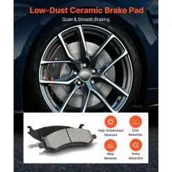 VEVOR Front & Rear Brake Kit Ceramic Brake Pads & Hollow Brake Rotors Kit, Compatible with 2007-2009 Dodge Durango & Chrysler Aspen, 2011-2018 Ram 1500 (5-Lug), 2019-2023 Ram 1500 Classic
