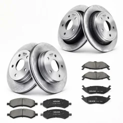 VEVOR Front & Rear Brake Kit Ceramic Brake Pads & Hollow Brake Rotors Kit, Compatible with 2007-2009 Dodge Durango & Chrysler Aspen, 2011-2018 Ram 1500 (5-Lug), 2019-2023 Ram 1500 Classic