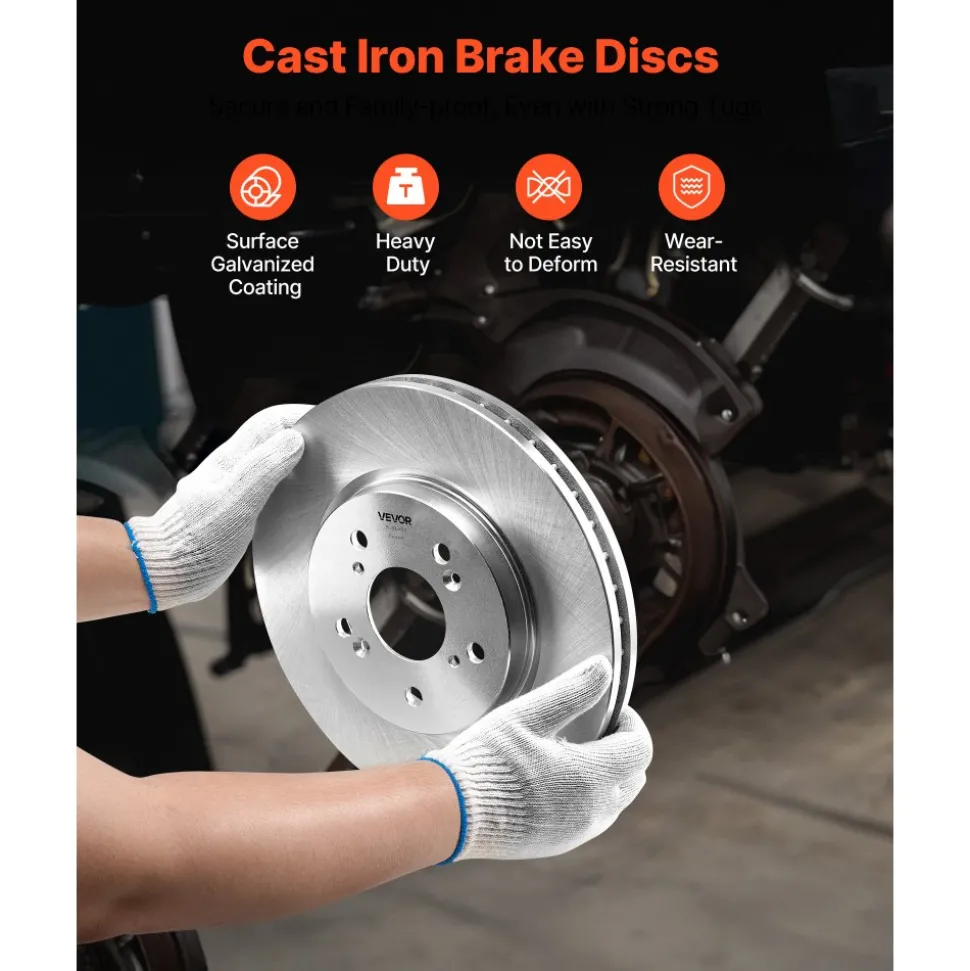 VEVOR Front & Rear Brake Kit Compatible with 2012-2016 Honda CR-V (AWD Models), Ceramic Brake Replacement Kits, 12 inch Hollow Structure Front Rotors, 12 inch Solid Structure Rear Rotors, R-31455
