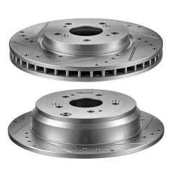 VEVOR Front & Rear Brake Kit Compatible with 2012-2016 Honda CR-V (AWD), Cast Iron Drilled and Slotted Brake Rotors, Ceramic Brake Pads Replacement Kit, 11.65" Front Rotors and 12" Rear Rotors