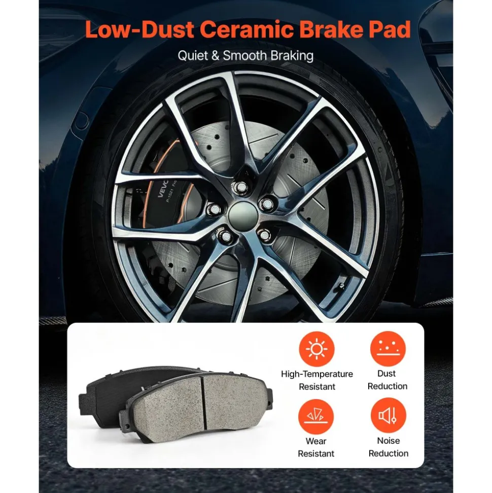 VEVOR Front & Rear Brake Kit Compatible with 2012-2016 Honda CR-V (AWD), Cast Iron Drilled and Slotted Brake Rotors, Ceramic Brake Pads Replacement Kit, 11.65" Front Rotors and 12" Rear Rotors