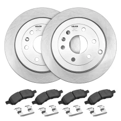 VEVOR Front & Rear Brake Kit Compatible with 2008-2017 Buick Enclave, 2009-2017 Chevrolet Traverse/2007-2010 Saturn Outlook, 2007-2016 GMC Acadia/2017 GMC Acadia Limited, Hollow Brake Rotors Pads Kit