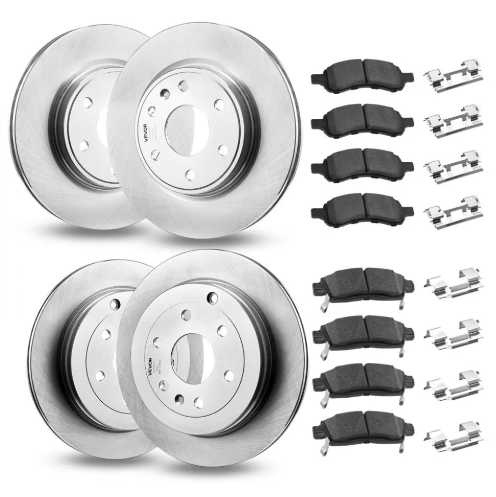 VEVOR Front & Rear Brake Kit Compatible with 2008-2017 Buick Enclave, 2009-2017 Chevrolet Traverse/2007-2010 Saturn Outlook, 2007-2016 GMC Acadia/2017 GMC Acadia Limited, Hollow Brake Rotors Pads Kit