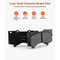 VEVOR Front & Rear Ceramic Brake Kit Compatible with 2016-2021 Lexus LX570, 2016-2021 Toyota Land Cruiser, Drilled and Slotted Brake Rotors Ceramic Brake Pads Replacement Kit, 14 inch Front Rotors