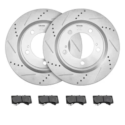 VEVOR Front & Rear Ceramic Brake Kit Compatible with 2016-2021 Lexus LX570, 2016-2021 Toyota Land Cruiser, Drilled and Slotted Brake Rotors Ceramic Brake Pads Replacement Kit, 14 inch Front Rotors