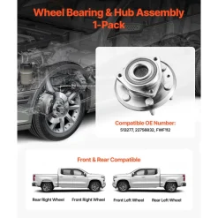 VEVOR Front/Rear Wheel Bearing & Hub Assembly Fit for 2016-2017 Chevy Traverse LS Sport Utility Buick Enclave Convenience Leather Premium GMC Acadia 4-Door OEM 513277, Wheel Bearing Hub Assembly Set