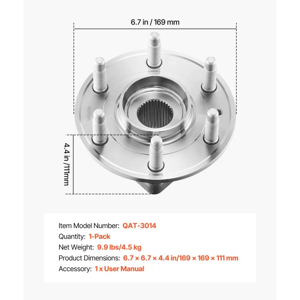 VEVOR Front/Rear Wheel Bearing & Hub Assembly Fit for 2016-2017 Chevy Traverse LS Sport Utility Buick Enclave Convenience Leather Premium GMC Acadia 4-Door OEM 513277, Wheel Bearing Hub Assembly Set