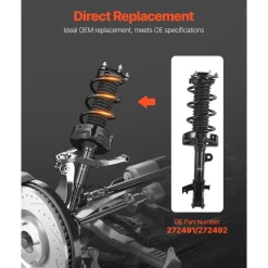 VEVOR Front Shock Absorber Strut Assembly, 2Pcs Shock and Strut Assembly with Coil Spring, Compatible with 2011-2013 Kia Sorento, Automotive Replacement Struts for OE 172712 / 172713