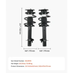 VEVOR Front Shock Absorber Strut Assembly, 2Pcs Shock and Strut Assembly with Coil Spring, Compatible with 2002-2006 Mini Cooper Convertible, Automotive Replacement Struts for OE 172265 / 172266