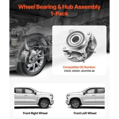 VEVOR Front Wheel Bearing & Hub Assembly Fit for 2021 Toyota 4Runner Base Limited Nightshade Sport Utility Tacoma Edicion Especial Crew Cab Pickup 4-Door 4WD OEM 515201, Wheel Bearing Hub Assembly Set