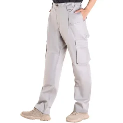 VEVOR FR Pants for Men, 9 oz 100% Cotton, Flame-Resistant Cargo Pants with Multi-Pockets and Elastic Waist, Reinforced Tear-proof Stitching, Ideal for Welding Work and Casual Wear, M Size, Gray