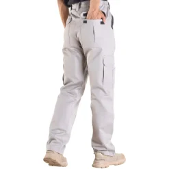 VEVOR FR Pants for Men, 9 oz 100% Cotton, Flame-Resistant Cargo Pants with Multi-Pockets and Elastic Waist, Reinforced Tear-proof Stitching, Ideal for Welding Work and Casual Wear, M Size, Gray