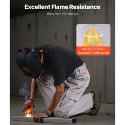 VEVOR FR Pants for Men, 9 oz 100% Cotton, Flame-Resistant Cargo Pants with Multi-Pockets and Elastic Waist, Reinforced Tear-proof Stitching, Ideal for Welding Work and Casual Wear, M Size, Gray