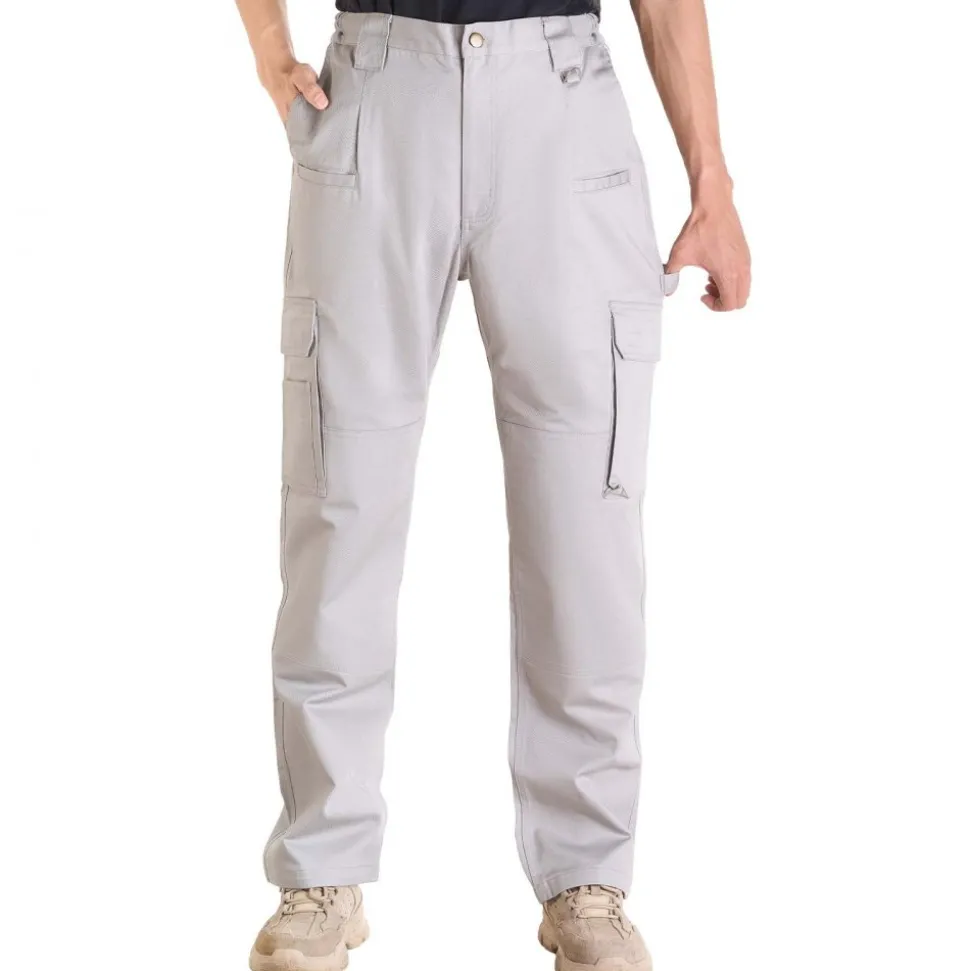 VEVOR FR Pants for Men, 9 oz 100% Cotton, Flame-Resistant Cargo Pants with Multi-Pockets and Elastic Waist, Reinforced Tear-proof Stitching, Ideal for Welding Work and Casual Wear, M Size, Gray