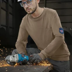 VEVOR FR Shirts, Flame Resistant Long Sleeve Clothing Lightweight 7 oz Breathable Cotton, Men's Fire Retardant Work Shirt with Pre-shrink Treatment & Pocket, for Welders,Electricians,Gray 2XL