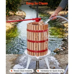 VEVOR Fruit Wine Press, 7.93Gal/30L Manual Juice Maker, Solid Beech Wood Basket, Vintage Traditional Juicer with 6 Press Wooden Blocks, 2 Filter Bags, Heavy Duty Pole Handle Bar for Cider Apple Grape