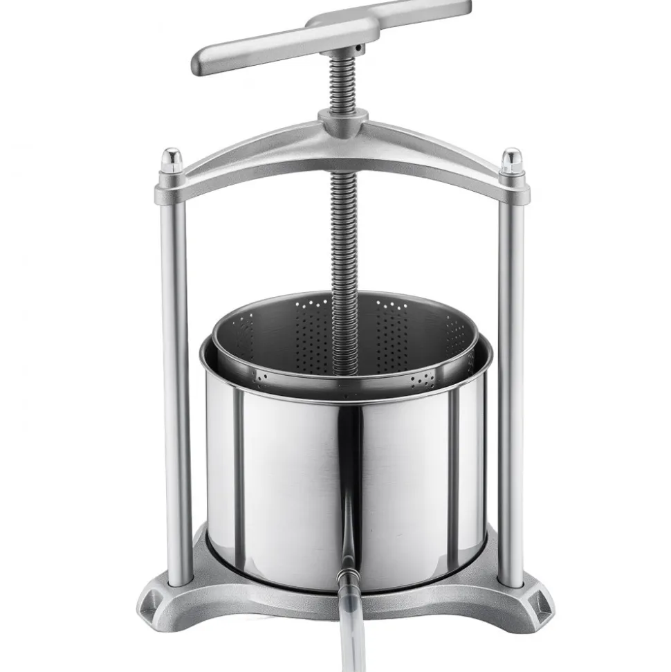 VEVOR Fruit Wine Press, 1.6 Gallon/6L, Stainless Steel Manual Juice Maker with Powerful T-Shaped Handle, Juice Making for Apple/Grape/Orange/Berry, Cheese/Tincture/Herbal Press, for Kitchen Home