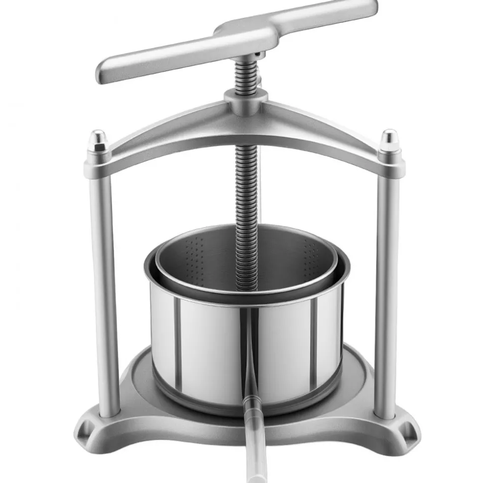 VEVOR Fruit Wine Press, 0.8 Gallon/3L, Stainless Steel Manual Juice Maker with Powerful T-Shaped Handle, Juice Making for Apple/Grape/Orange/Berry, Cheese/Tincture/Herbal Press, for Kitchen Home