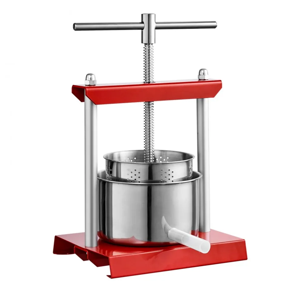 VEVOR Fruit Wine Press, 0.88 Gallon/3.36L, 2 Stainless Steel Barrels, Manual Juice Maker, Cider Apple Grape Tincture Vegetables Honey Olive Oil Making Press with T-Handle for Outdoor, Kitchen and Home