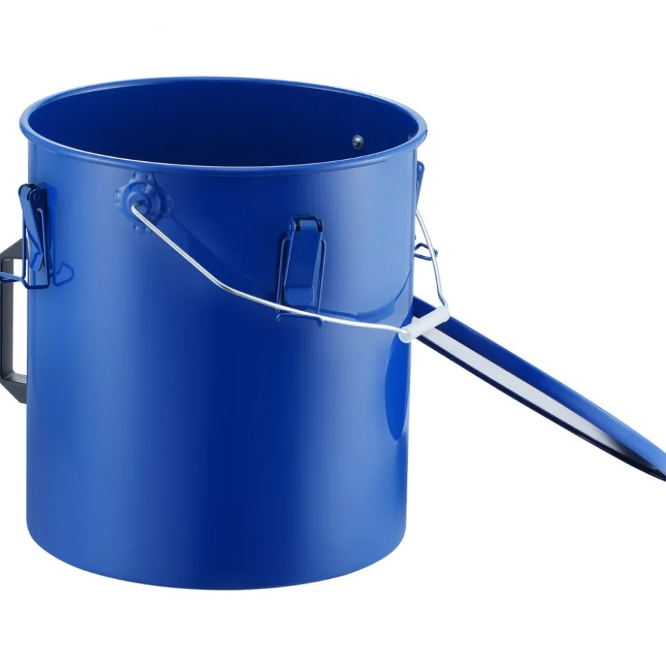 VEVOR Fryer Grease Bucket, 6 Gal Oil Disposal Caddy Carbon Steel Fryer Oil Bucket with Rust-Proof Coating, Oil Transport Container with Lid, Lock Clips, Filter Bag for Hot Cooking Oil Filtering, Blue