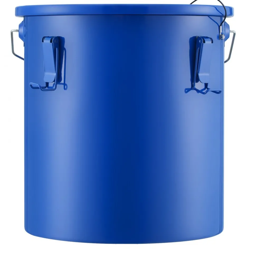 VEVOR Fryer Grease Bucket, 6 Gal Oil Disposal Caddy Carbon Steel Fryer Oil Bucket with Rust-Proof Coating, Oil Transport Container with Lid, Lock Clips, Filter Bag for Hot Cooking Oil Filtering, Blue