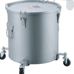 VEVOR Fryer Grease Bucket, 8 Gal Oil Disposal Caddy Carbon Steel Fryer Oil Bucket with Rust-Proof Coating, Oil Transport Container with Lid, Lock Clips, Filter Bag for Hot Cooking Oil Filtering, Blue