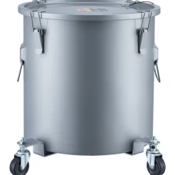 VEVOR Fryer Grease Bucket, 8 Gal Oil Disposal Caddy Carbon Steel Fryer Oil Bucket with Rust-Proof Coating, Oil Transport Container with Lid, Lock Clips, Filter Bag for Hot Cooking Oil Filtering, Blue