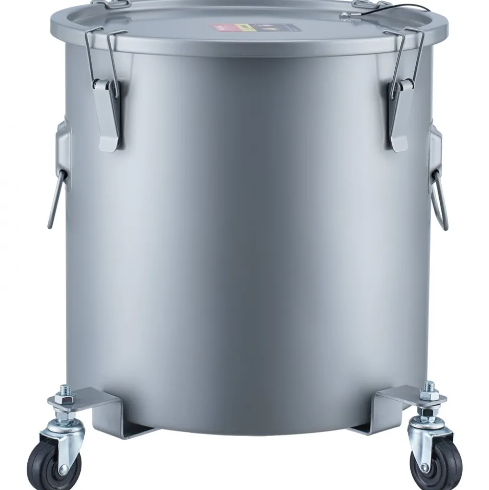VEVOR Fryer Grease Bucket, 8 Gal Oil Disposal Caddy Carbon Steel Fryer Oil Bucket with Rust-Proof Coating, Oil Transport Container with Lid, Lock Clips, Filter Bag for Hot Cooking Oil Filtering, Blue
