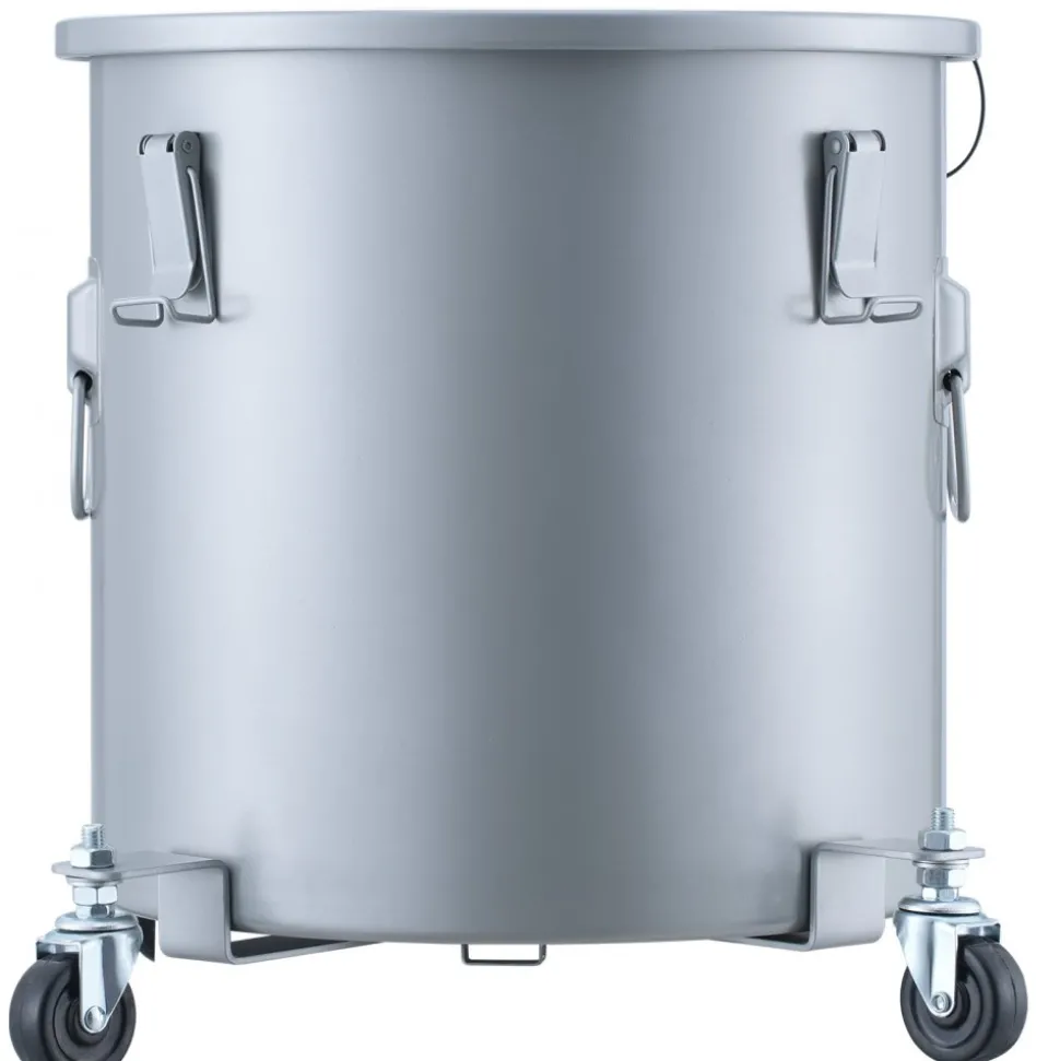 VEVOR Fryer Grease Bucket, 16 Gal Oil Disposal Caddy with Caster Base, Carbon Steel Rust-Proof Coating, Oil Transport Container with Lid, Lock Clips, Filter Bag for Hot Cooking Oil Filtering, Gray