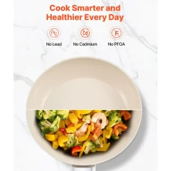 VEVOR Frying Pan Skillet, Aluminum Egg Fry Pans, 3 Piece Set (9.5, 11, 12 in), Nonsitck Heavy-Duty Skillets with Heat-Resistant Handle, Chef's Kitchen Cookware, for Gas, Electric, Induction, Grey
