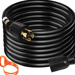 VEVOR 50 FT 30 Amp Generator Extension Cord SJTW 10 AWG 4 Prong, NEMA L14-30P 125/250V Heavy Duty Generator Power Cord with Twist Lock Connector