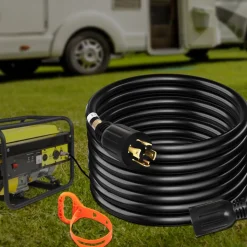 VEVOR 50 FT 30 Amp Generator Extension Cord SJTW 10 AWG 4 Prong, NEMA L14-30P 125/250V Heavy Duty Generator Power Cord with Twist Lock Connector