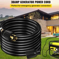 VEVOR 50 FT 30 Amp Generator Extension Cord SJTW 10 AWG 4 Prong, NEMA L14-30P 125/250V Heavy Duty Generator Power Cord with Twist Lock Connector