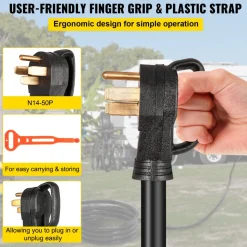 VEVOR 75Ft 50 Amp Generator Extension Cord,N14-50P & SS2-50R & CS6364  4 Prong, 50 Amp Generator Cord 125V 250V with Twist Lock Connectors, Generator Power Cord