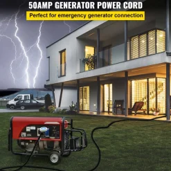 VEVOR 25 FT 50Amp RV Extension Cord NEMA N14-50P to N14-50R, 125 / 250V Heavy Duty STW 6/3+ 8/1 RV Power Cord, for EV Charging and RV Trailer Campers