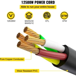 VEVOR 25 FT 50Amp RV Extension Cord NEMA N14-50P to N14-50R, 125 / 250V Heavy Duty STW 6/3+ 8/1 RV Power Cord, for EV Charging and RV Trailer Campers