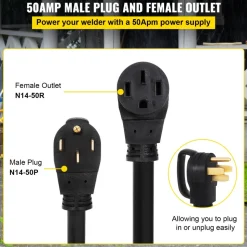 VEVOR 36 FT 50 Amp RV Extension Cord NEMA 14-50P to 14-50R, 26.5mm Wire Diameter Heavy Duty RV Power Cord for Trailer Motorhome Camper with Handles