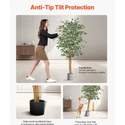 VEVOR 5FT Artificial Ficus Tree with Black Pot, Tall Faux Ficus Plant with Natural Wood Trunk and Realistic Green Leaves, Indoor Fake Silk Tree for Home, Office, Living Room, or Corner Décor