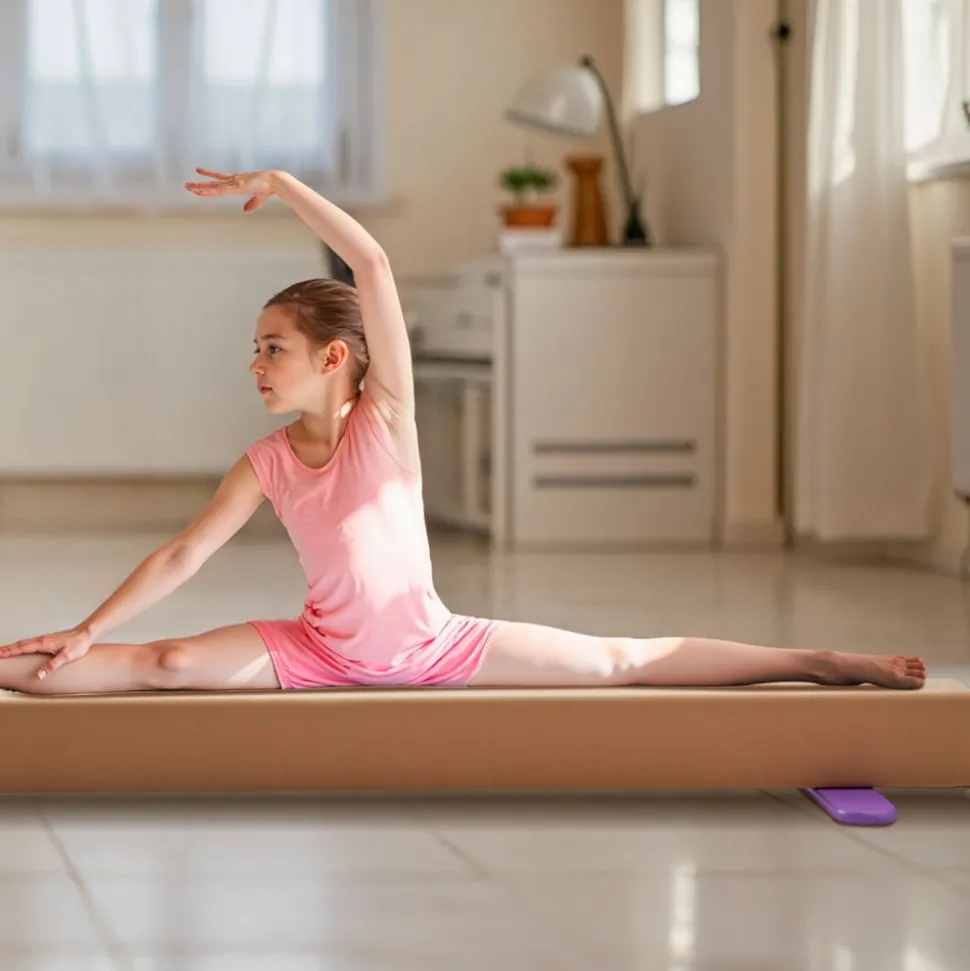 VEVOR 8FT Balance Beam for Kids, 350 LBS Stable Support Gymnastics Floor Beam with Non-Slip Wooden Mats, Wood-Core Gymnastics Training Equipment with Anti-Slip Bottom for Home and Gym, Yellow